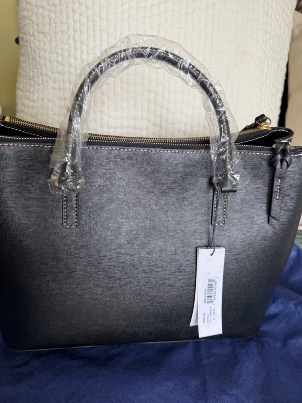 Dooney & Bourke Black Leather “Willa” Zip-Top Satchel - Picture 9 of 11